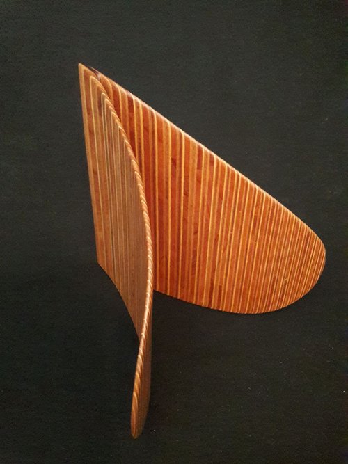 Laminated wood sculpture.