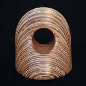 Laminated wood sculpture.