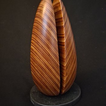 Laminated wood sculpture.