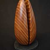 Laminated wood sculpture.
