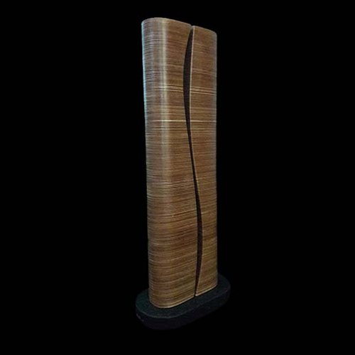 Laminated wood sculpture.