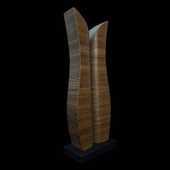 Laminated wood sculpture.