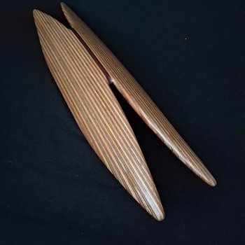 Laminated wood sculpture.
