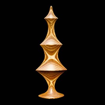 Laminated wood sculpture.