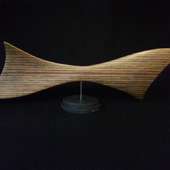 Laminated wood sculpture.