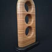 Laminated wood sculpture.