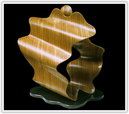 Laminated wood sculpture.