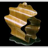 Laminated wood sculpture.