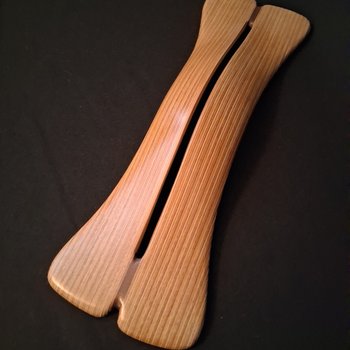 Laminated wood sculpture.