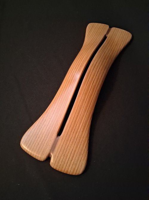 Laminated wood sculpture.