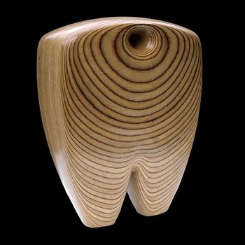 Laminated wood sculpture.