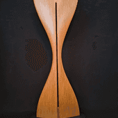 Laminated wood sculpture.
