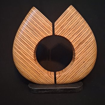 Laminated wood sculpture.