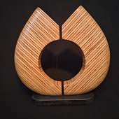 Laminated wood sculpture.