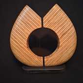Laminated wood sculpture.