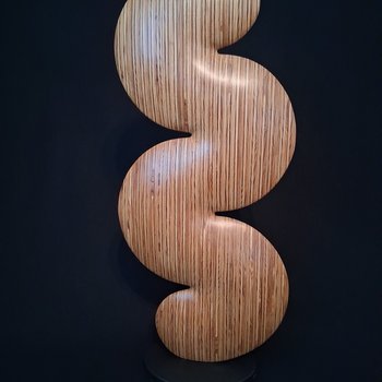 Laminated wood sculpture.