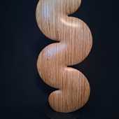 Laminated wood sculpture.