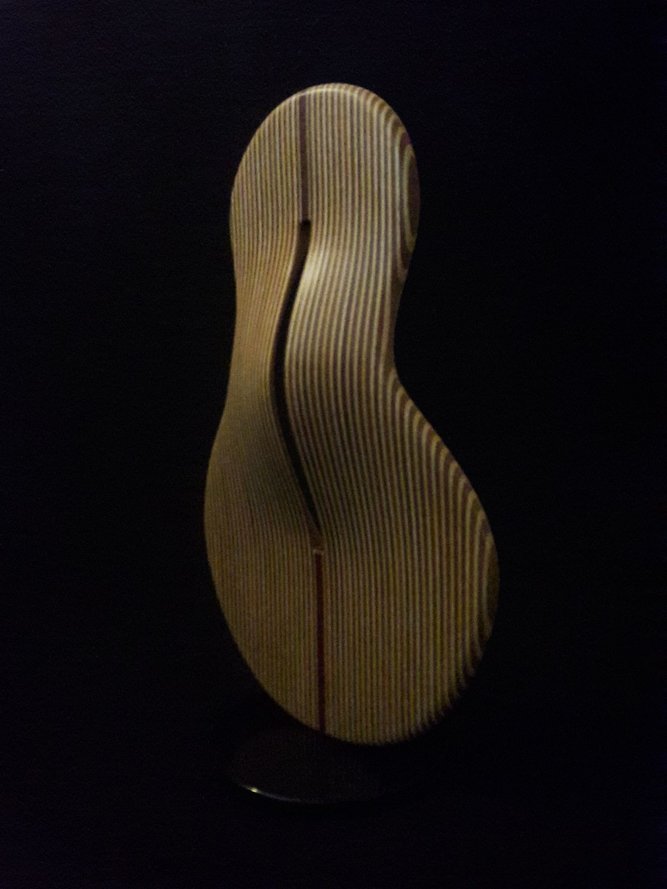 Laminated wood sculpture.