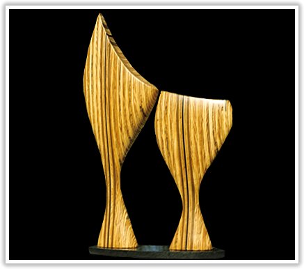 Laminated wood sculpture.