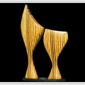 Laminated wood sculpture.