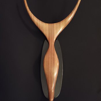 Laminated wood sculpture.