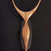 Laminated wood sculpture.