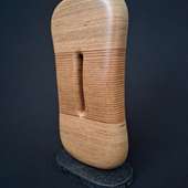 Laminated wood sculpture.
