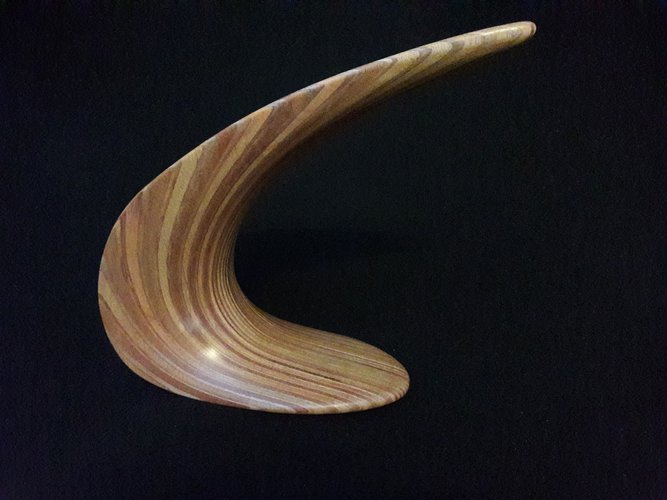 Laminated wood sculpture.