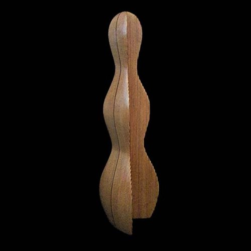 Laminated wood sculpture.