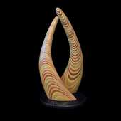 Laminated wood sculpture.