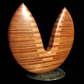 Laminated wood sculpture.