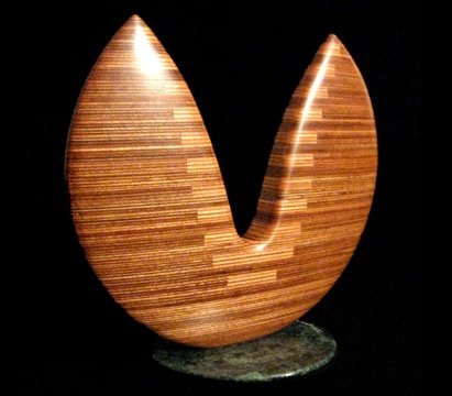 Laminated wood sculpture.