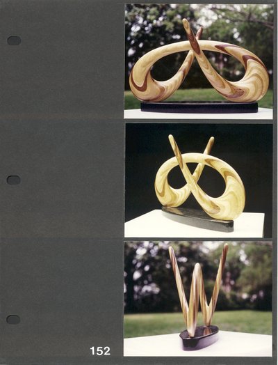 Laminated wood sculpture.