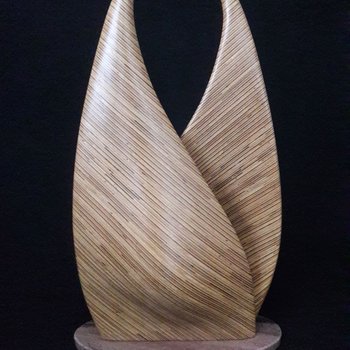 Laminated wood sculpture.