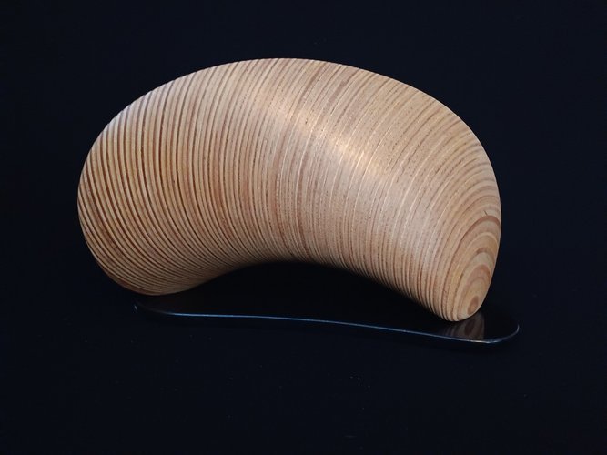 Laminated wood sculpture.