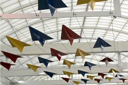 Migration of the Paper Airplanes commission at the Jacksonville International Airport