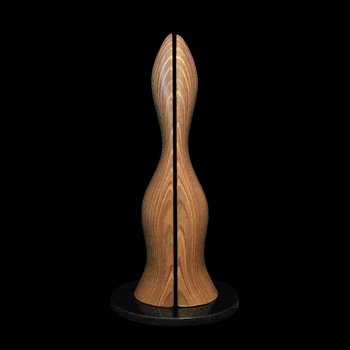 Laminated wood sculpture.