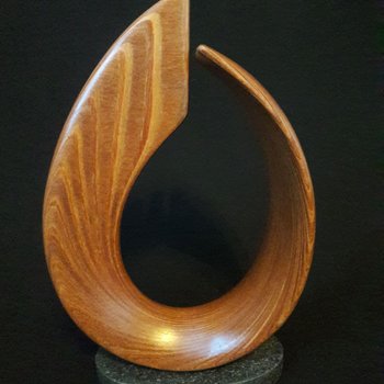 Laminated wood sculpture.