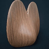 Laminated wood sculpture.