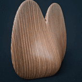 Laminated wood sculpture.