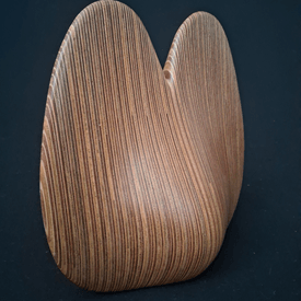 Laminated wood sculpture.