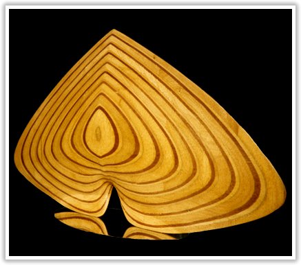 Laminated wood sculpture.