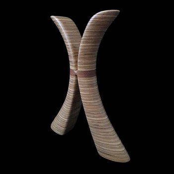 Laminated wood sculpture.