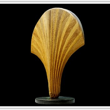 Laminated wood sculpture.