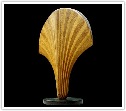 Laminated wood sculpture.